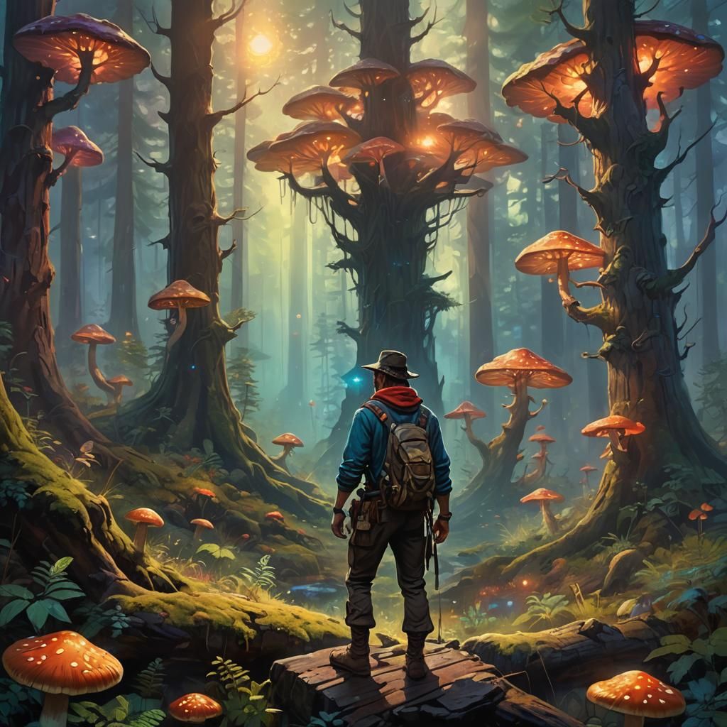 Mystical Forest Adventure: Epic Oil Painting