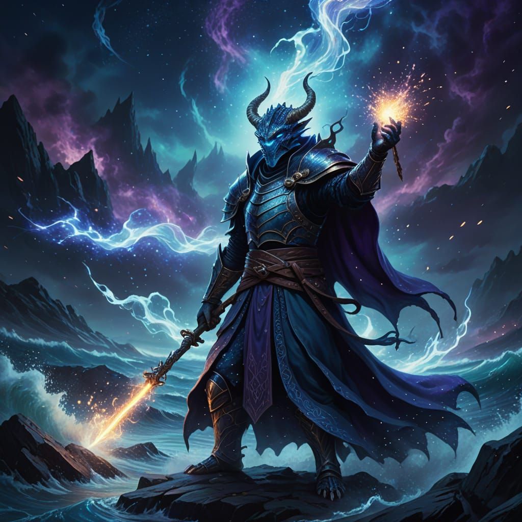 Dragonborn Sorcerer Casting Magic: A Digital Fantasy Paintin...