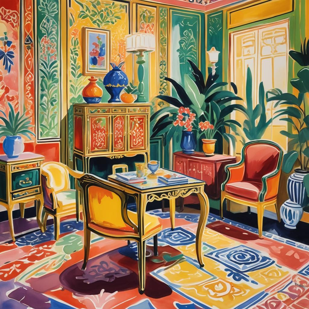 Opulent Art Deco Interior in Impressionist Style