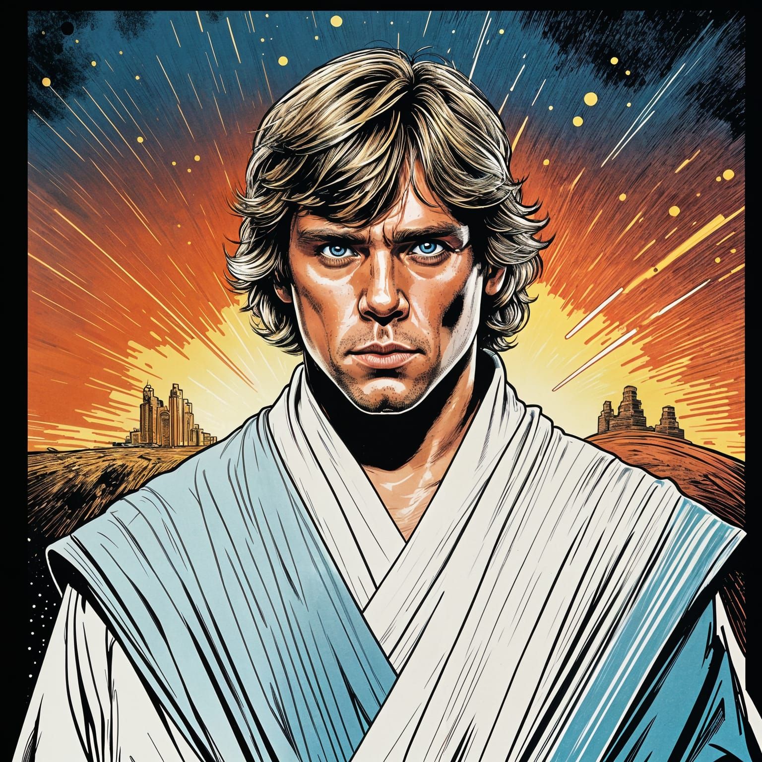 Luke Skywalker Comic Book Style Portrait