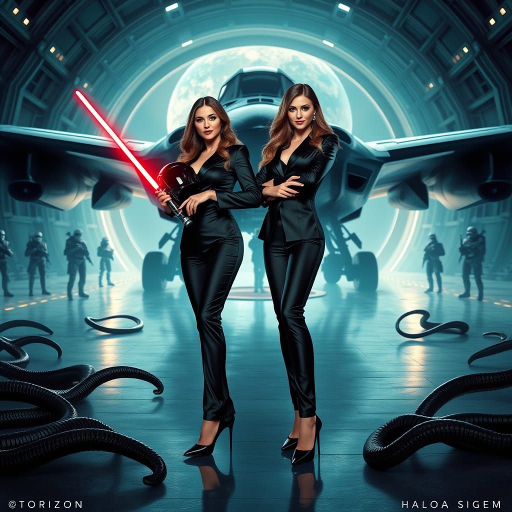 Elegant Norwegian Femme Fatale in Dark Space Setting