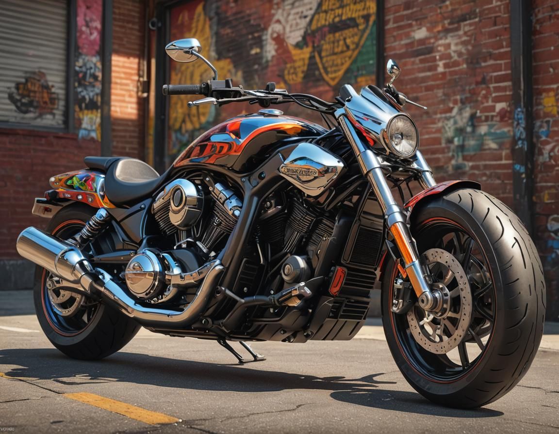 Hyperrealistic 2025 Harley Davidson V-Rod Concept Art