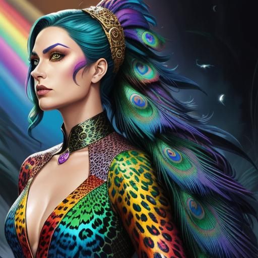 Rainbow Dragon Woman: Comic Book Art