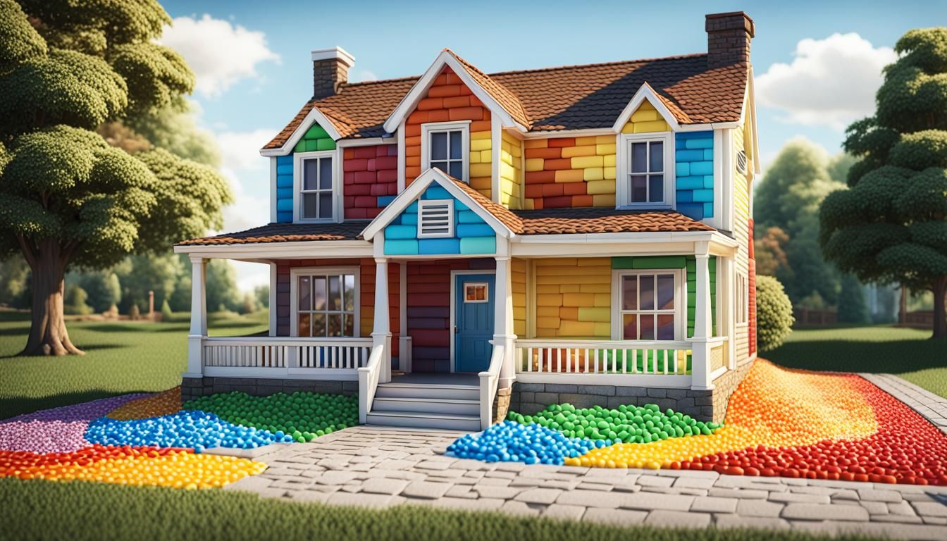 Hyperrealistic Candy House in Dreamcore Style