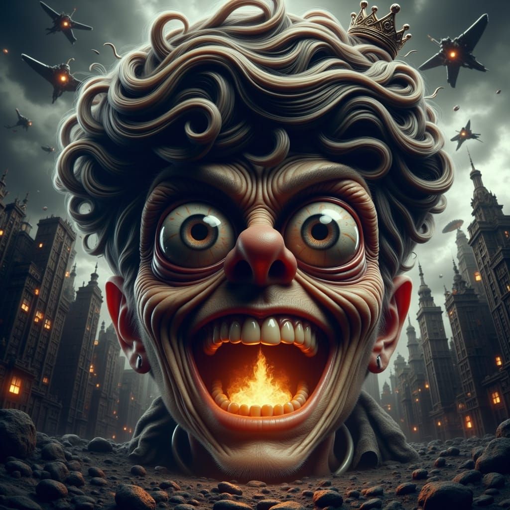 Surreal Sci-Fi: Grumpy Old Man in Steampunk City