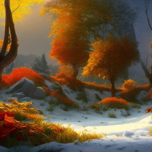 Four Seasons Change in Detailed Matte Painting