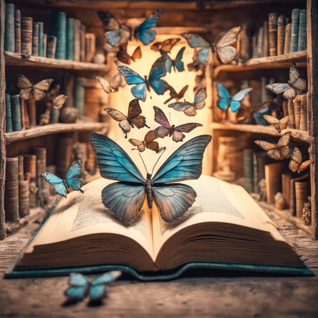 Enchanted Butterflies Emerge from Magic Book: 3D Render