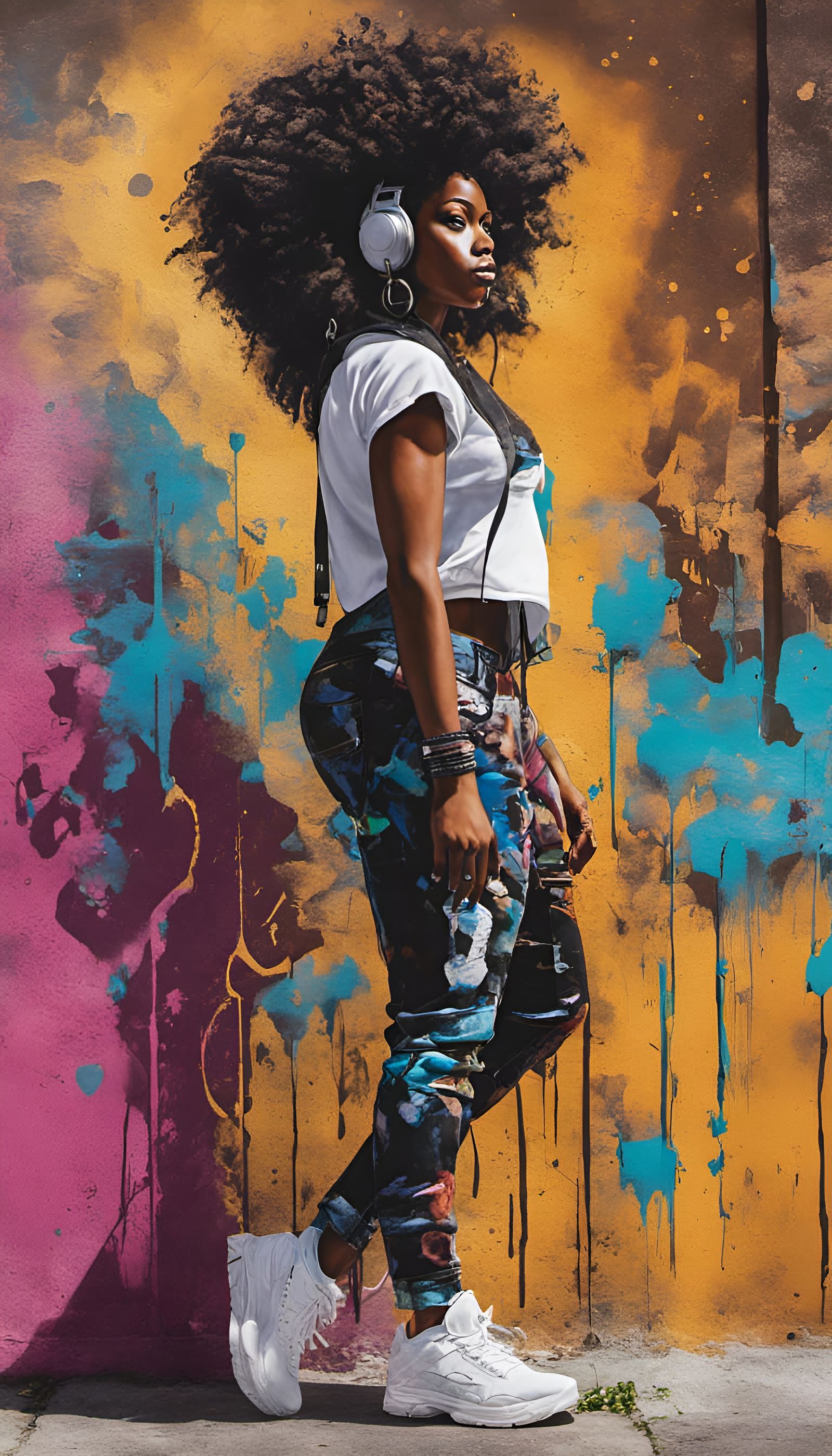 Afro-American Hip-Hop Girl Graffiti Art