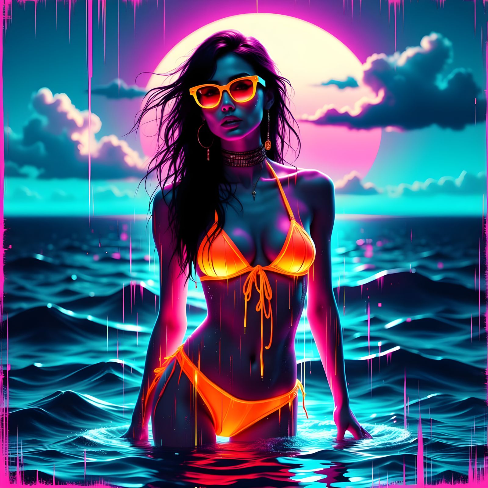 Woman in Neon Bikini, Russ Mills Style