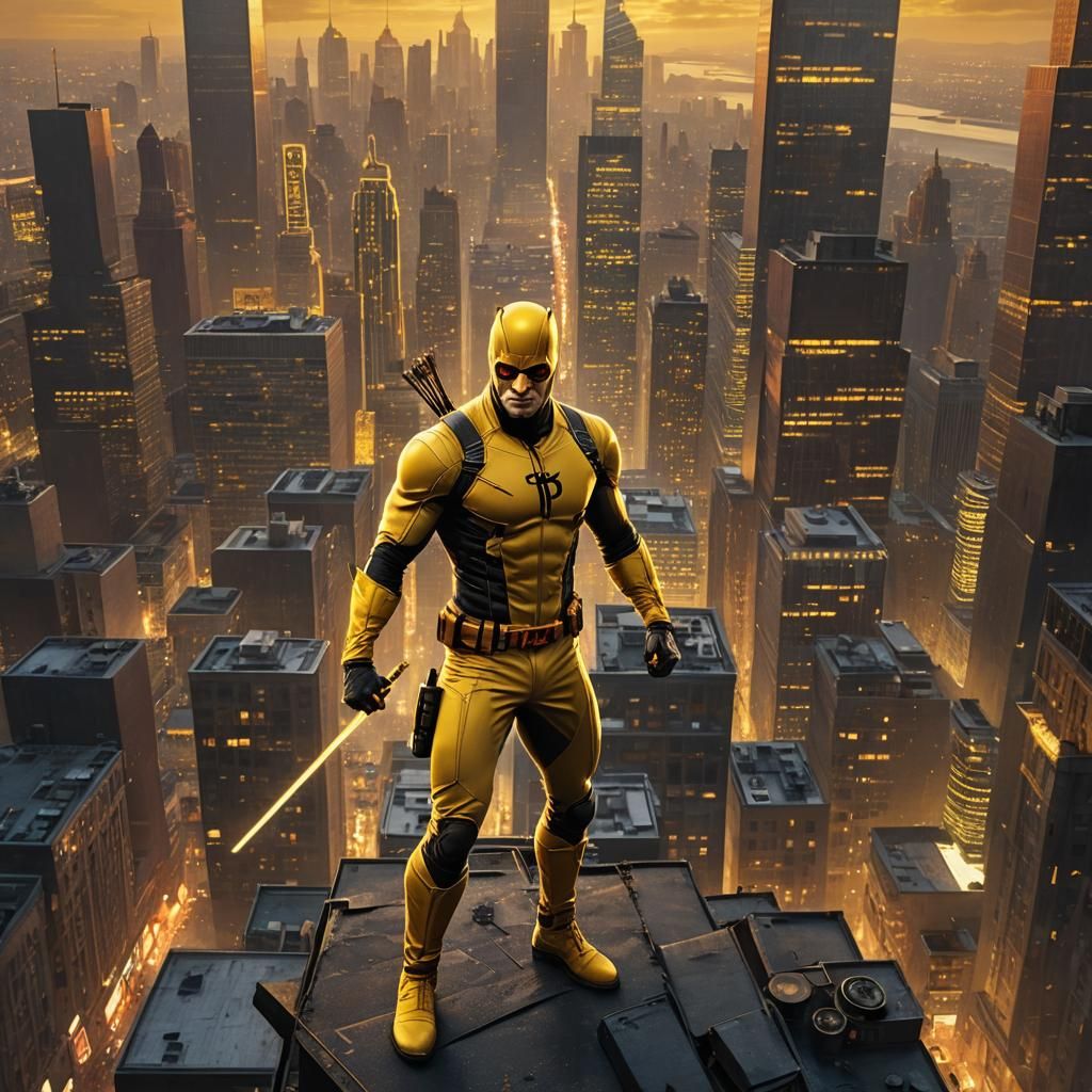 Daredevil on Rooftop in Matte Painting Style