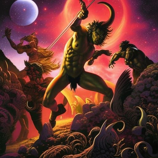 Dancing Satyr in Comic Book Style