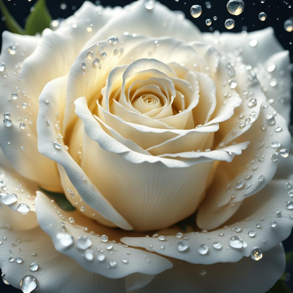 White Rose covered in raindrops