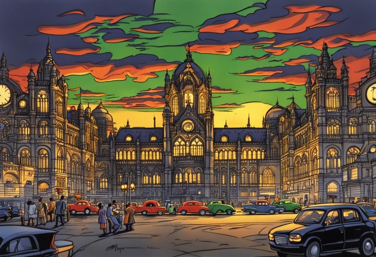 Mumbai CST as Gotham City in Animated Style