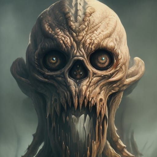 Sinister Spider Duck Skeleton God: Dark Fantasy Art