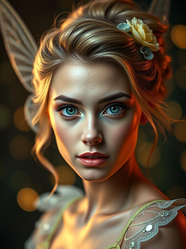 Tinkerbell Makeup: Hyperrealistic Portrait with Bokeh