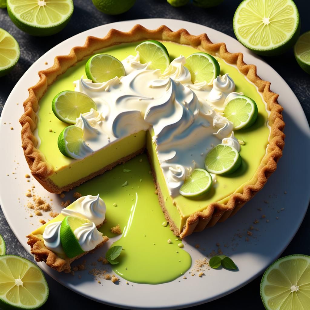 Hyperrealistic Key Lime Pie with Meringue