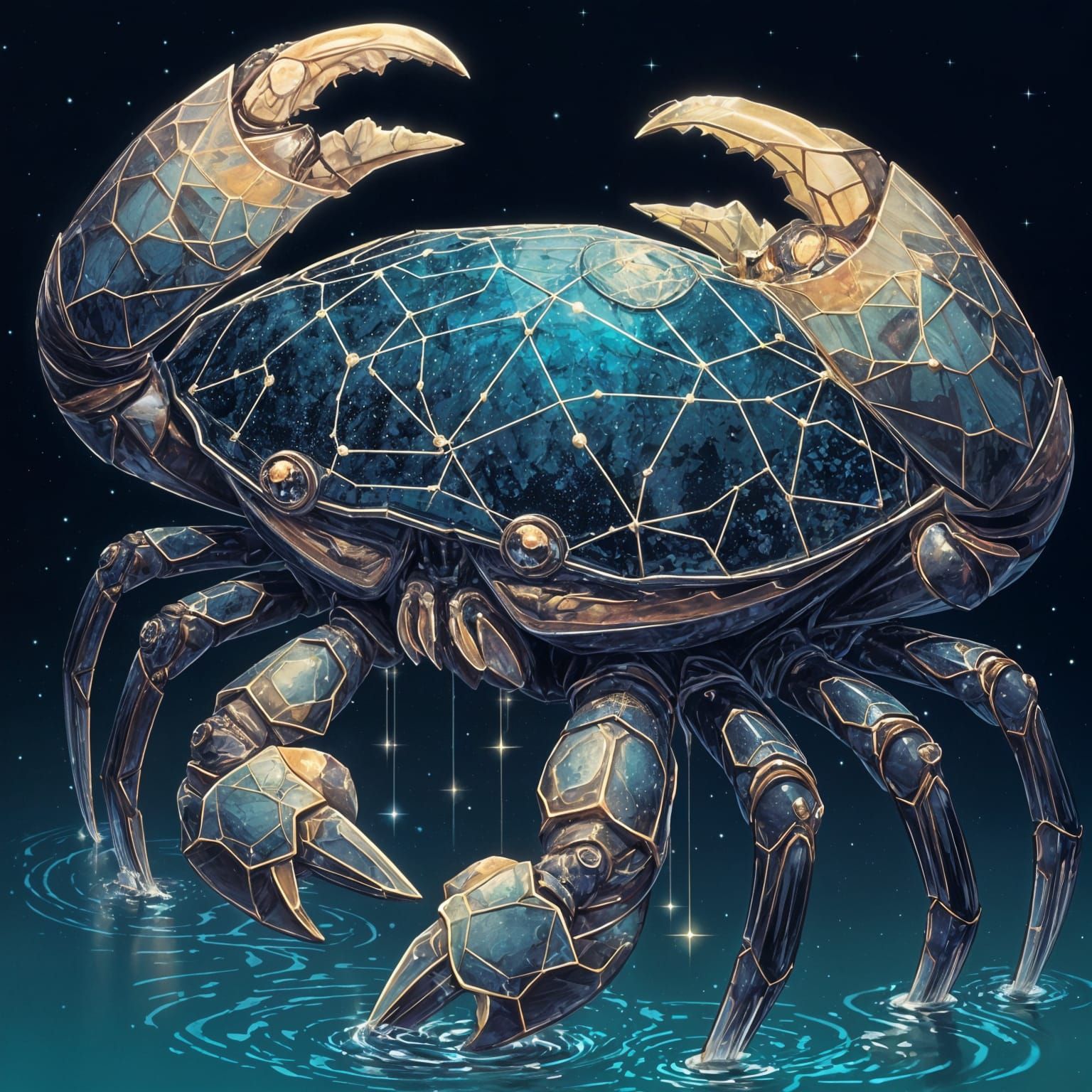 Cosmic Crab Creature with Glowing Constellation Shell