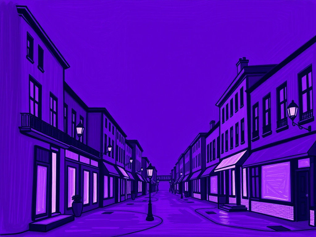 Ultraminimal Purple Small Town Inspired by Picasso