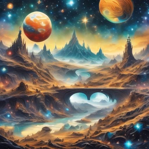 Majestic Cosmic Surrealist Portraits in Celestial Constellat...