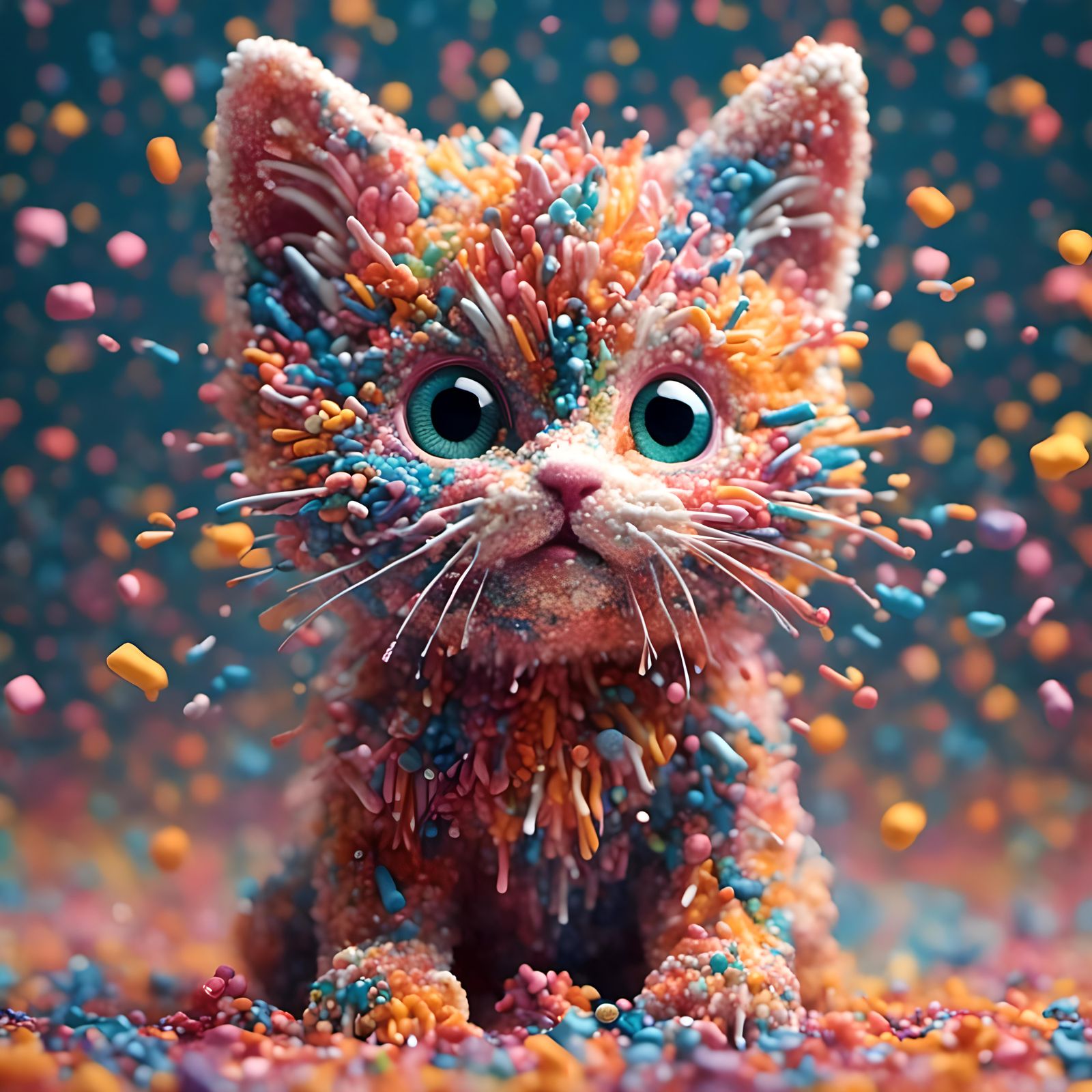 Rainbow Sprinkled Kitten: A Sweet Confection