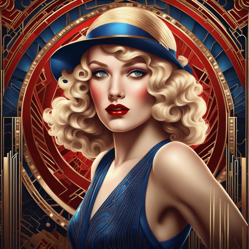 Art Deco Flapper Illustration in 1920s Style