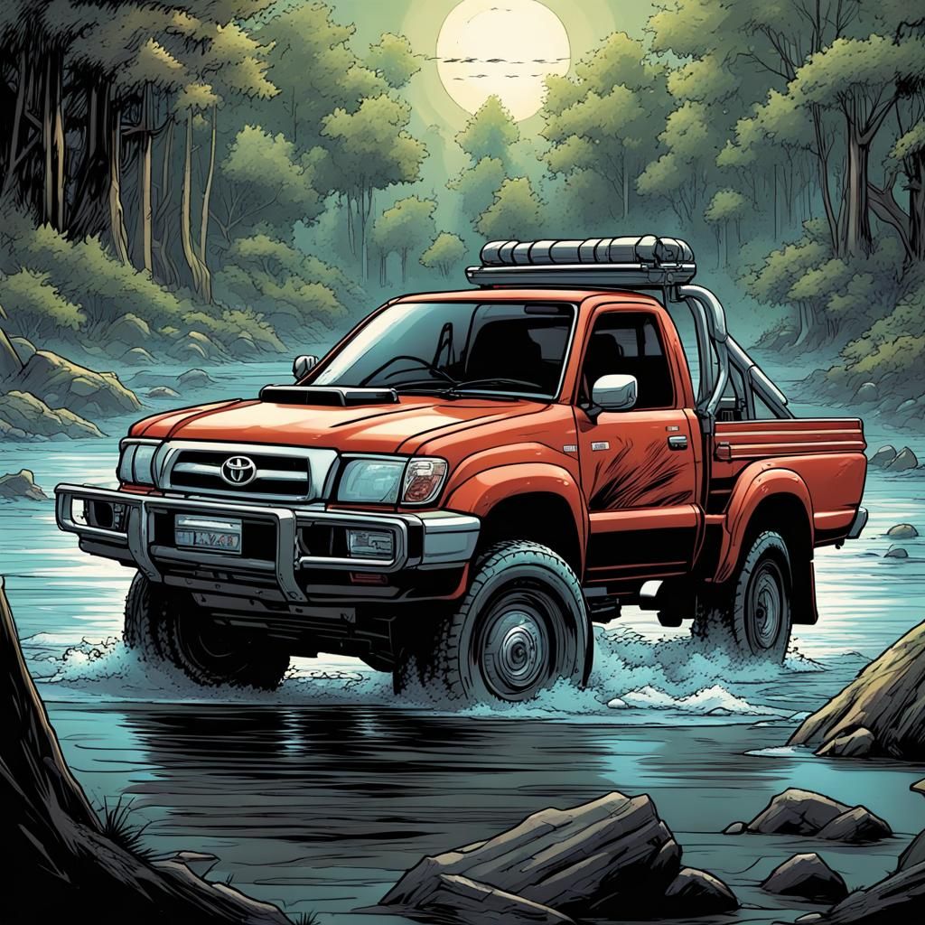 Toyota Hilux in Comic Book Art Style