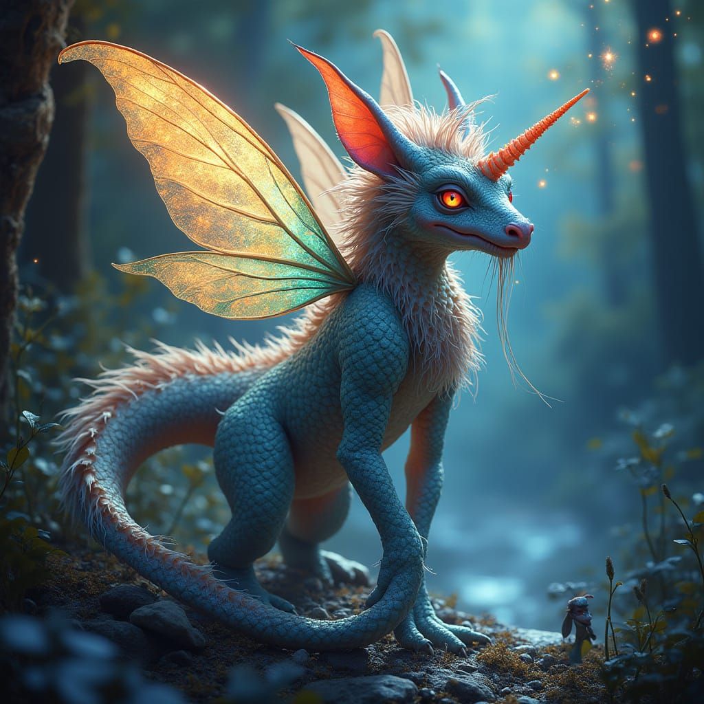 Mythical Creature Hybrid in Dreamlike Background