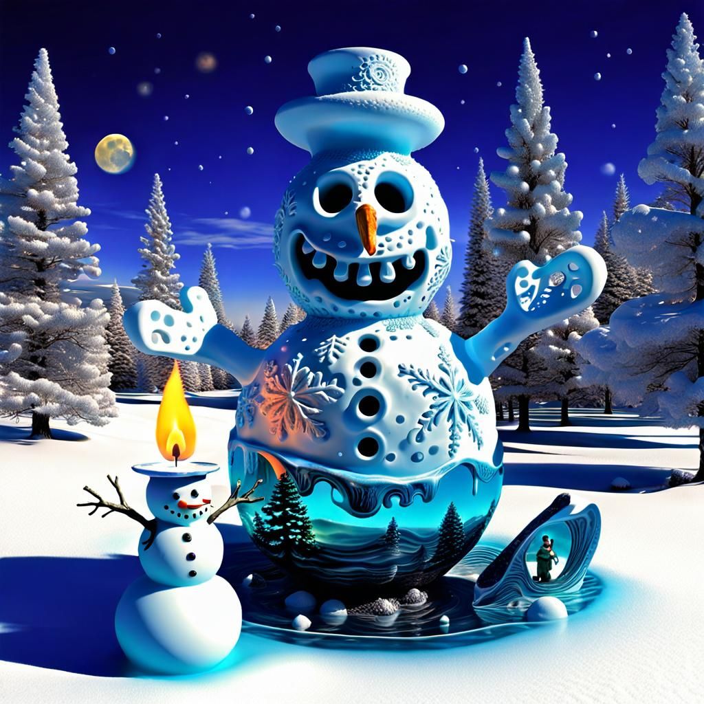 Surreal Mandelbulb Magic with a Chupacabra Snowman