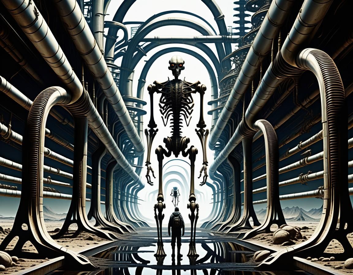 Cybernetic Hellscape in Dark Industrial Style