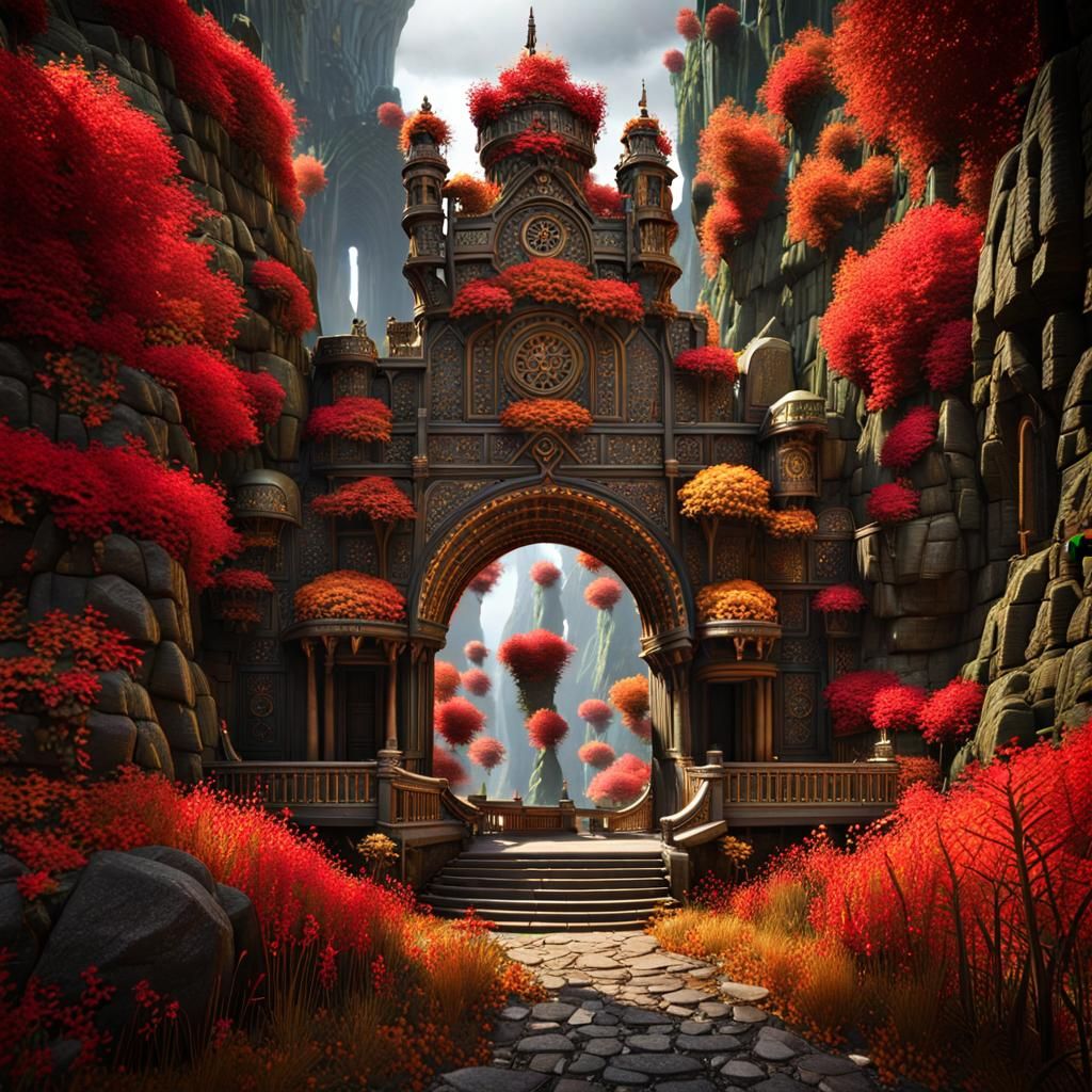 Fantastical Heaven: Detailed Matte Painting in Deep Color