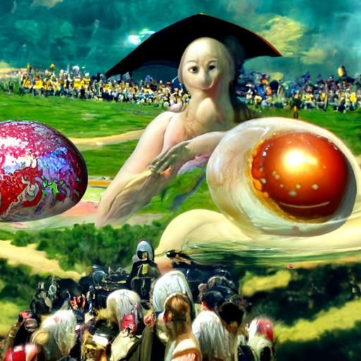 Surreal City Worshipping Robotic Embryo