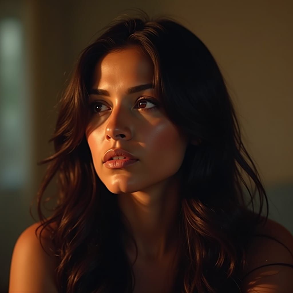 Intense Portrait of a Young Latina Woman in Cinematic Style