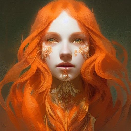 Ginger Goddess Portrait in Art Nouveau Style