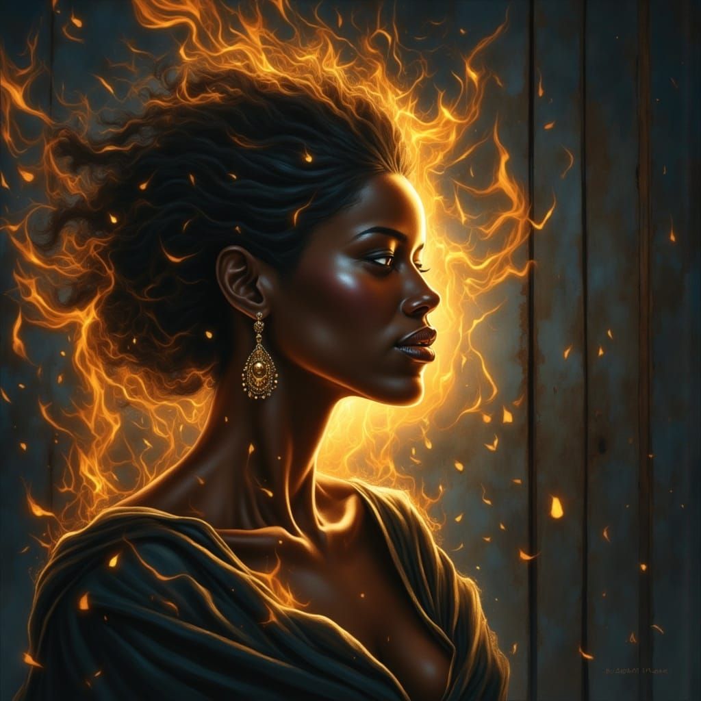 A Regal Goddess Shrouded in Shadows, Claimed by Haunting Fla...