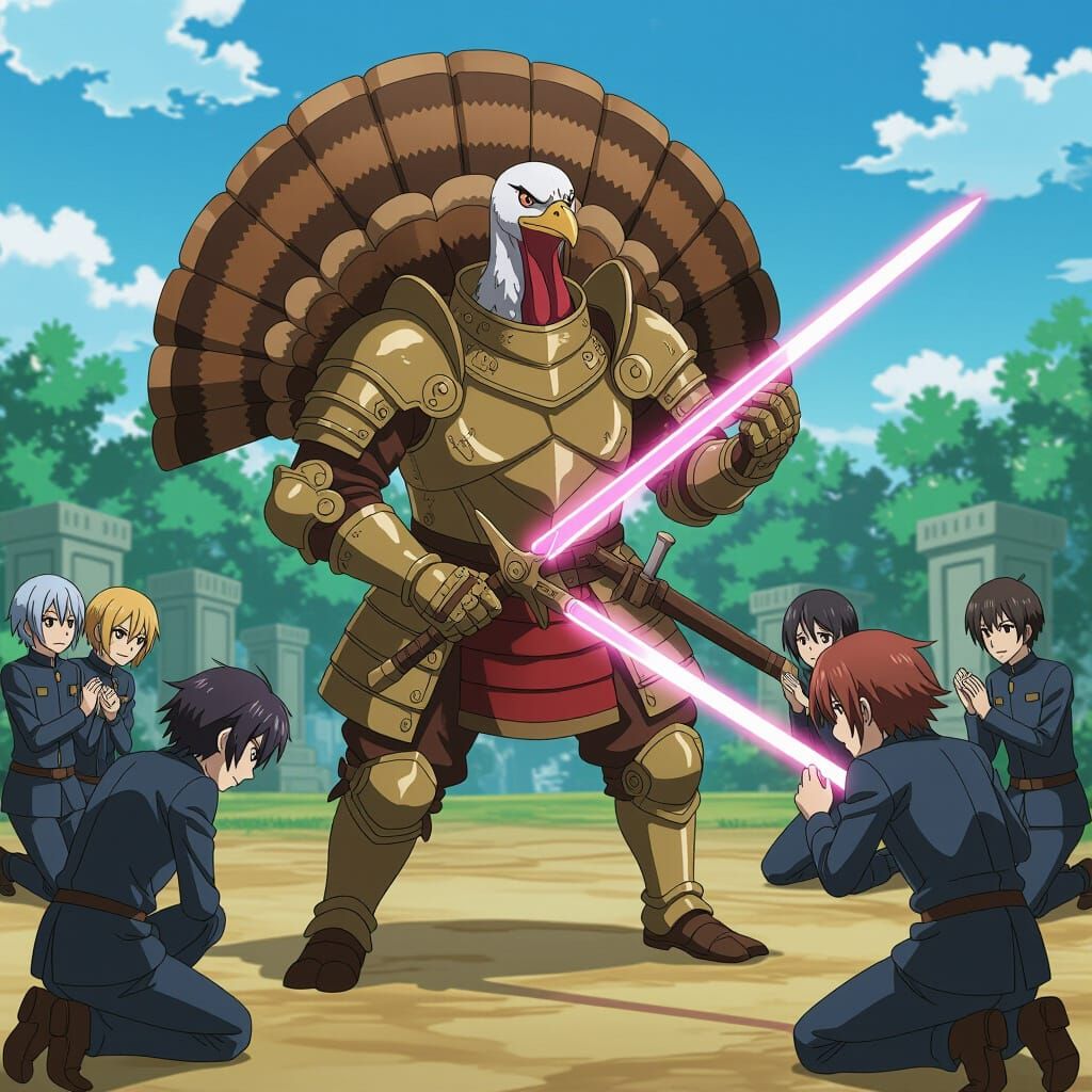 Turkey Warrior in Armor with Lazer Sword