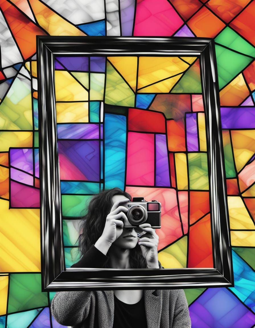 Abstract Fractured Reality: Silly Selfie in Stained Glass