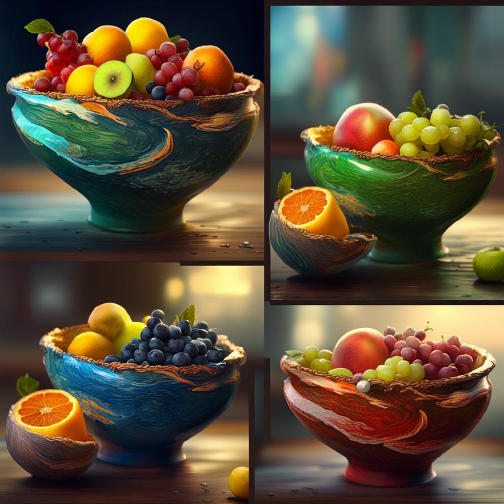 Fruit Bowls Still Life in Post-Impressionist Style