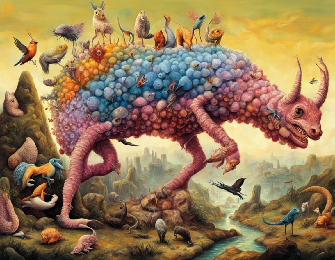 Colorful Surreal Image of Impossible Creatures