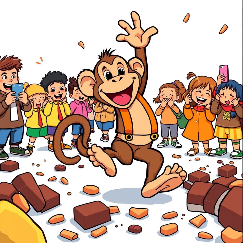 Funny Cartoon Monkey's Chocolate Mishap: Viral Comic Moment