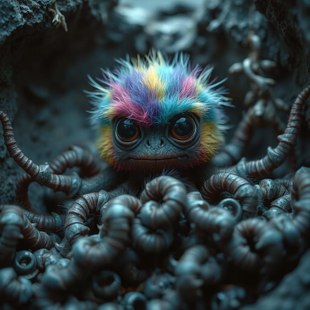 Creepy Cute Rainbow Creature with Tentacles