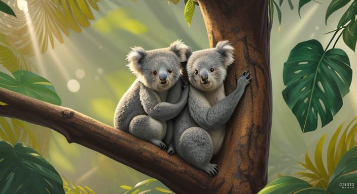 Kawaii Koala Family in Candy Art Style