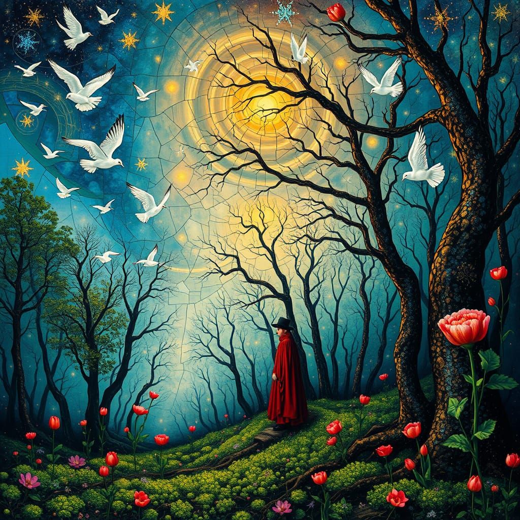 Psychedelic Utopia with Sacred Geometry, Bosch Style