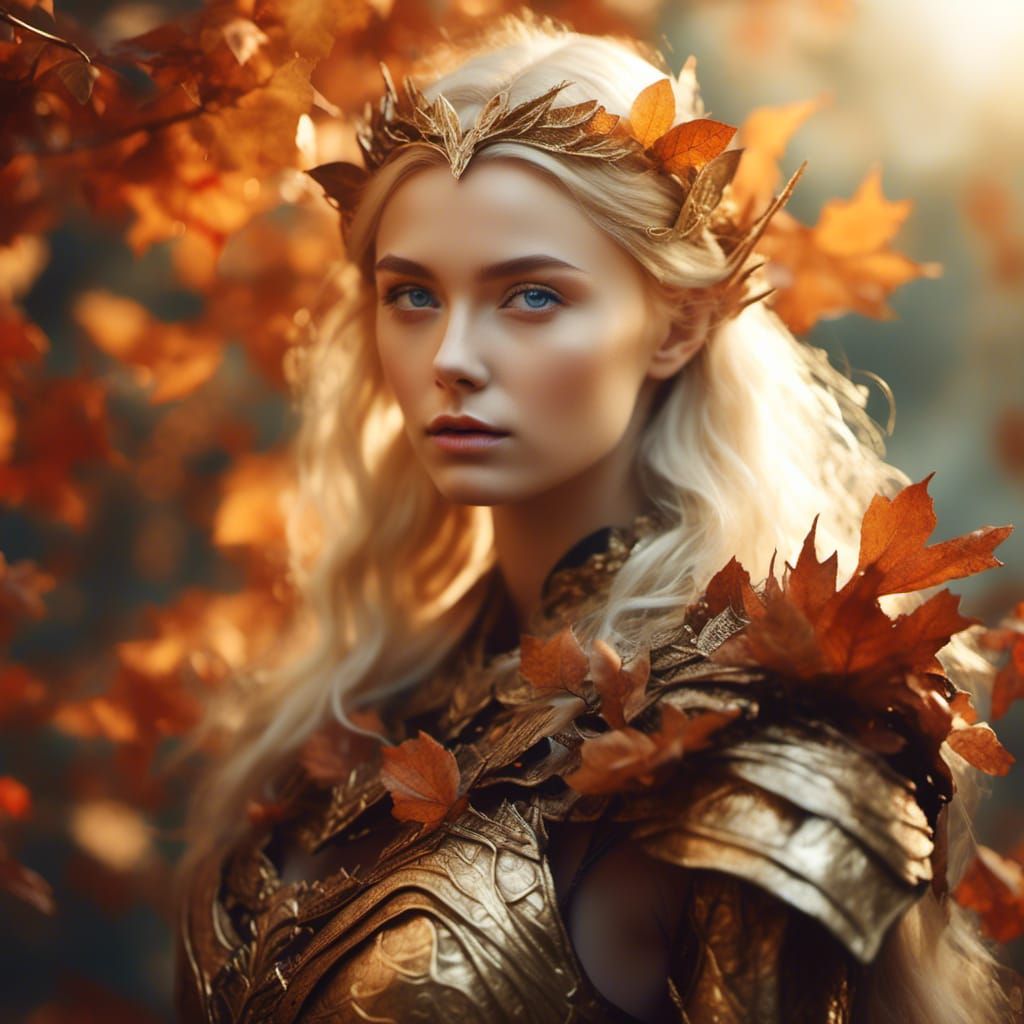 Elven Woman in Leaf Armor Fantasy Portrait