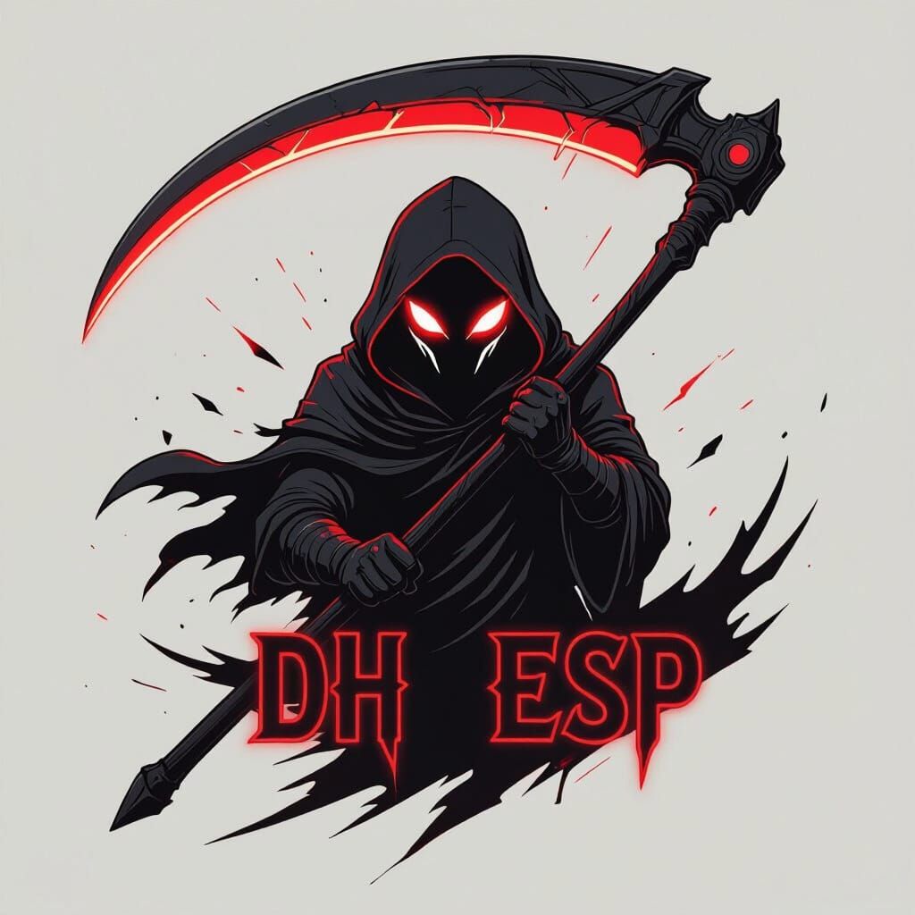Intimidating Hooded Mascot with Scythe in Vector Style