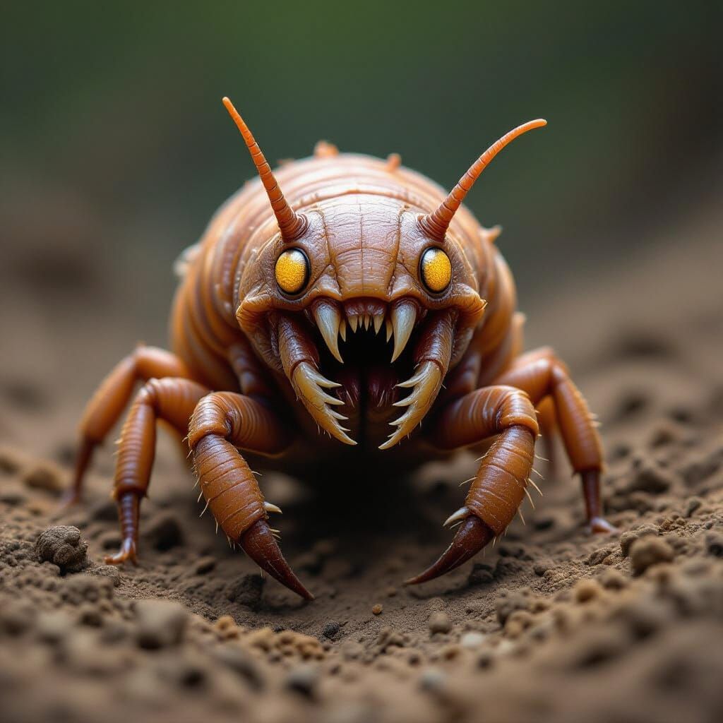 Small Grub-Like Creature with Glowing Eyes