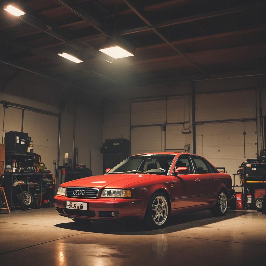 Tuned Red Audi A4 B5 in Film Noir Style