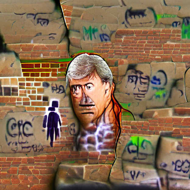 Creepy Man in Alleyway Graffiti Art