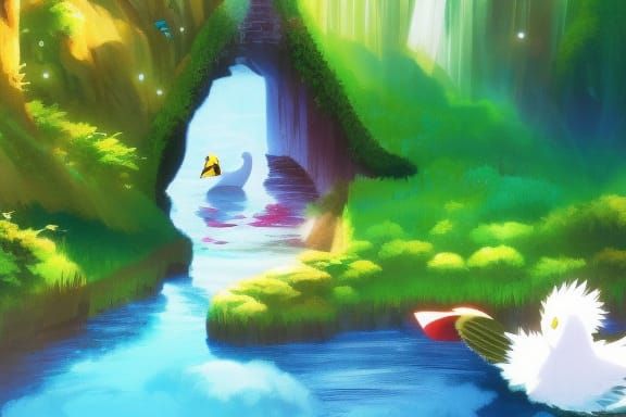 Duck Adventures: Anime Key Visual in Ghibli Style
