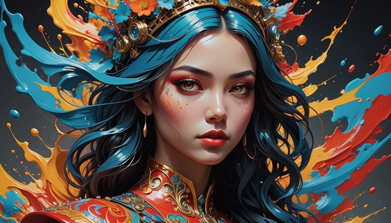 Ethereal Elemental Goddess with Iridescent Skin