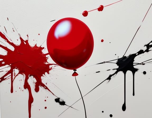 Abstract Red Balloon on White Canvas